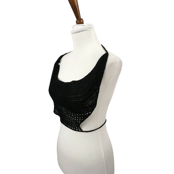 Express Womens Top Halter Crotched Wrap Around Crop Tank - Black - Size XS - Picture 4 of 8